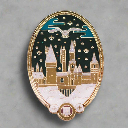 Harry Potter Snowy Winter's Night Christmas Hedwig Hogwarts Castle Brooch - 80d3e6-0e.myshopify.com - -  