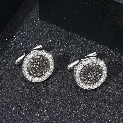 Luxury Men's Crystal & Agate Encrusted Round Cufflinks - 80d3e6-0e.myshopify.com - -  