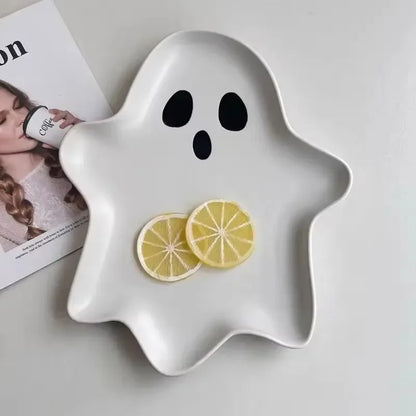 3D Ceramic Large Capacity Cute Cartoon Ghost Halloween Party Serving Tray - Lovez Aqua© - halloween, party, platter, spooky