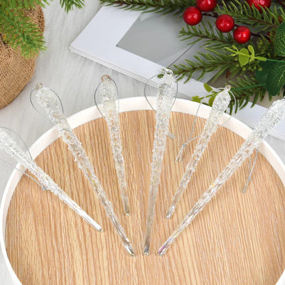 Transparent Crystal Glass Imitation Icicles Hanging Christmas Ornament (6 Pcs) - Lovez Aqua© - 