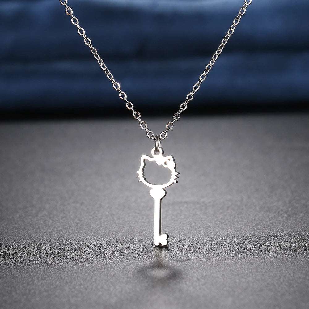 Women's Hello Kitty Key Stainless Steel Pendant Necklace