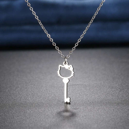 Women's Hello Kitty Key Stainless Steel Pendant Necklace