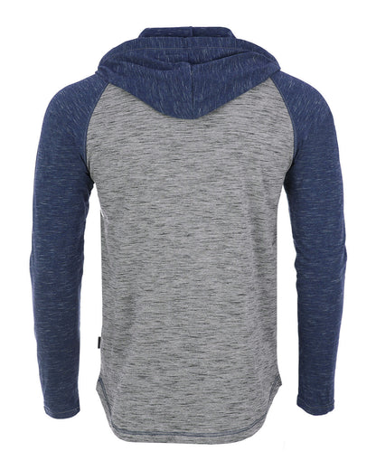 Men's Athletic Pullover Henley Hoodie With Raglan Long Sleeves - Lovez Aqua© - Klaus Mickelson, men's clothing, the vampire diaries, tv series, tvd