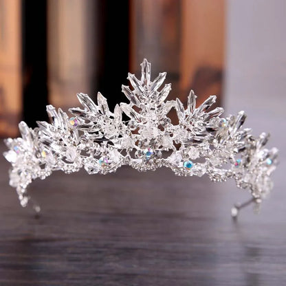 Black/White Baroque Gothic Crystal Gemstones Bridal Tiara