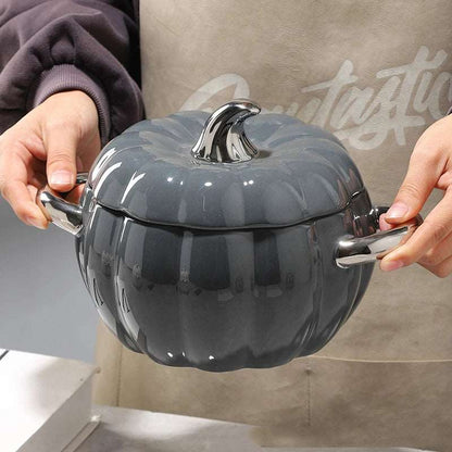 Autumn 2L Ceramic Pumpkin Multifunction Soup Bowl with Lid & Metal Handles - Lovez Aqua© - halloween