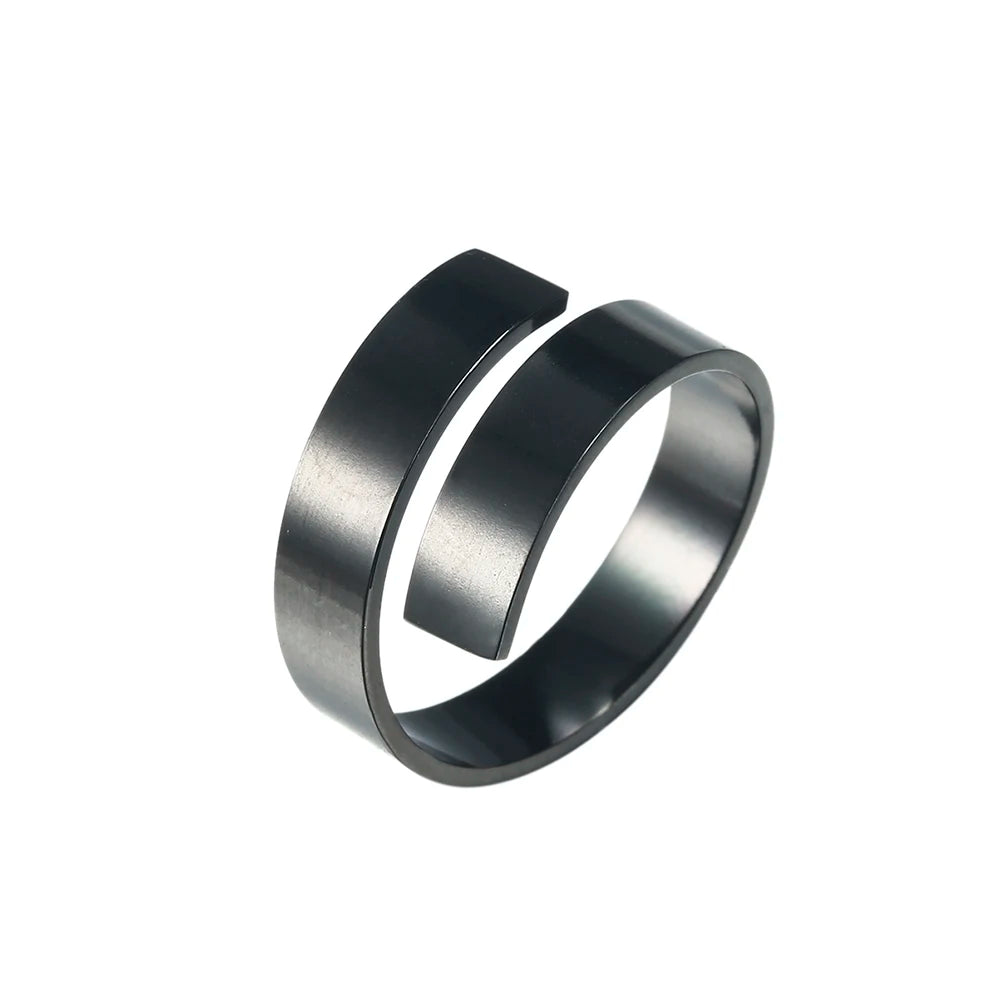 Women's Minimalist Geometric Swirl Stainless Steel Adjustable Open Ring