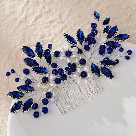 Women's Delicate Crystal Rhinestone & Pearl Flower Bridal Hair Comb - 80d3e6-0e.myshopify.com - -  