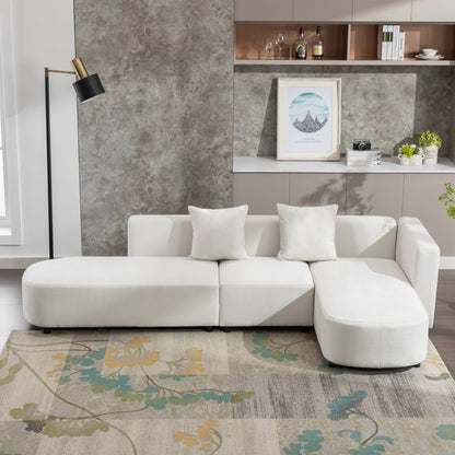 Luxury Modern Style Living Room White Chenille Upholstered Corner 4 Seater Sofa - 80d3e6-0e.myshopify.com - -  