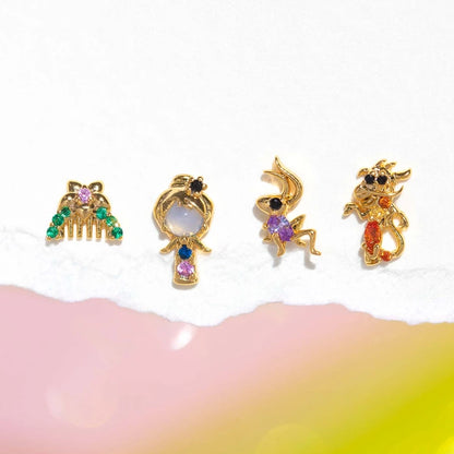 Disney Princesses & Animal Friends Cubic Zircon Women's Stud Earrings (4pcs)