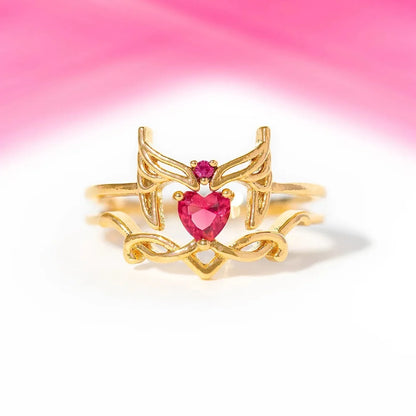 Disney's Marvel Scarlet Witch Wanda Crown Red Zircon Heart Ring/Earrings - 80d3e6-0e.myshopify.com - -  