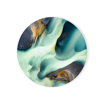 Luxury Colorful Marbled Round Ceramic Stone Coaster with Cork Base (1 Pc) - Lovez Aqua© - 