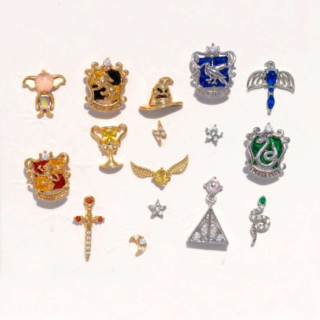 Harry Potter Hogwarts Houses Gold Plated & Zircon Stud Earrings (4 Pieces)