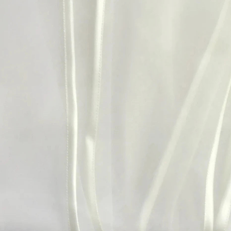 White Ribbon Edge Two Layer Cathedral Length Soft Italian Tulle Wedding Veil