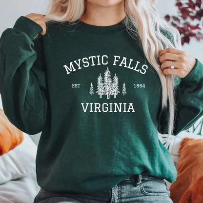 "Mystic Falls Virginia Est 1864" Vampire Diaries Unisex Pullover Sweatshirt - Lovez Aqua© - 