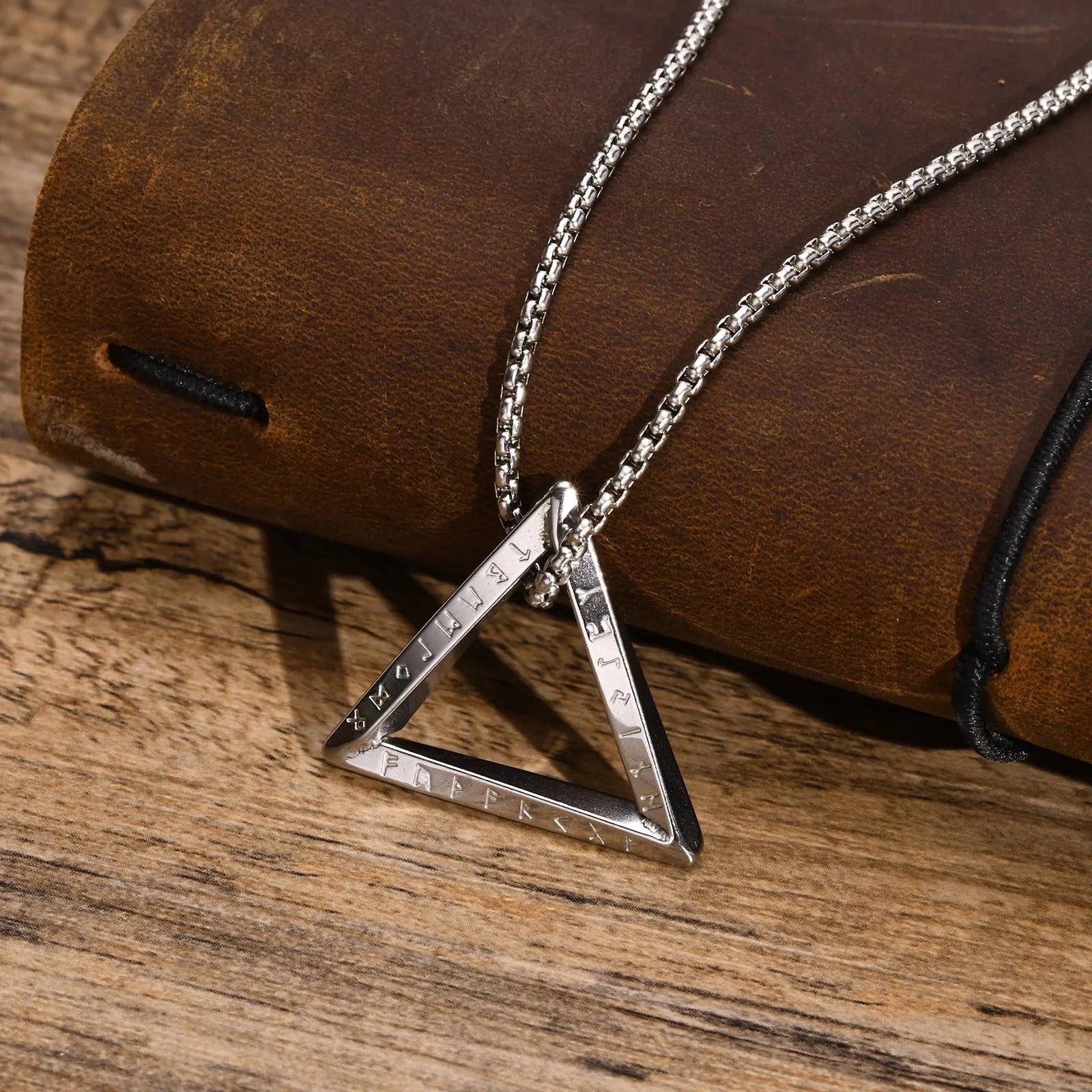 Men's Antique Twisted Norse Viking Triangle Pendant Necklace - Lovez Aqua© - 