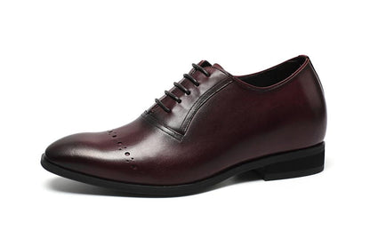 Men's Dark Brown Red Genuine Leather Formal Oxford Shoes - Lovez Aqua© - 