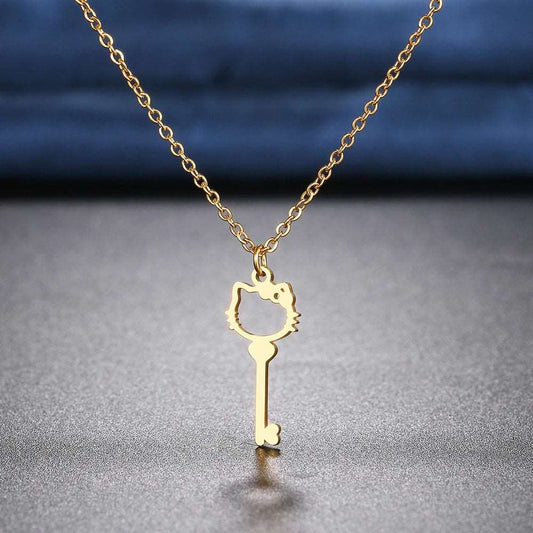 Women's Hello Kitty Key Stainless Steel Pendant Necklace