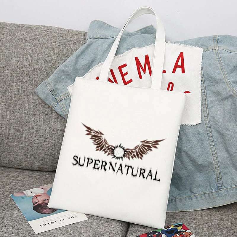 Supernatural Winchester Brothers Canvas Tote Bag - 80d3e6-0e.myshopify.com - White 17 / Without Zipper -  White 17