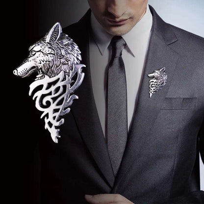 Men's Mysterious Wolf Head Filigree Viking Brooch - 80d3e6-0e.myshopify.com - -  