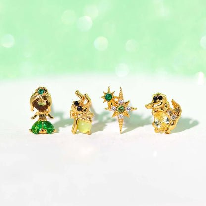 Disney Princesses & Animal Friends Cubic Zircon Women's Stud Earrings (4pcs)