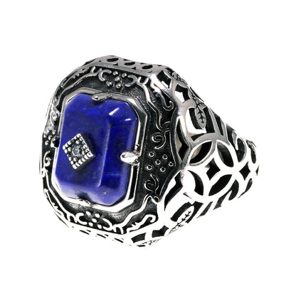 S925 Sterling Silver Vampire Diaries Caroline Forbes Lapis Lazuli Daylight Ring - Lovez Aqua© - 