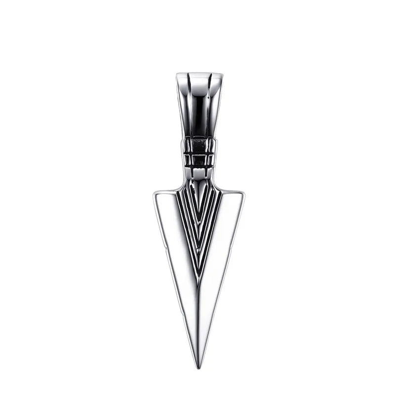 Men's Stainless Steel Punk Rock Arrow Head Pendant Necklace - Lovez Aqua© - 