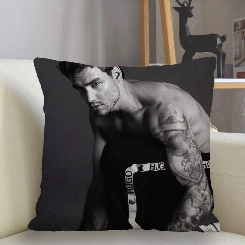 Liam Payne Singer Square Cushion Cover Zipper Pillowcase - Lovez Aqua© - cushion, one direction, pillow