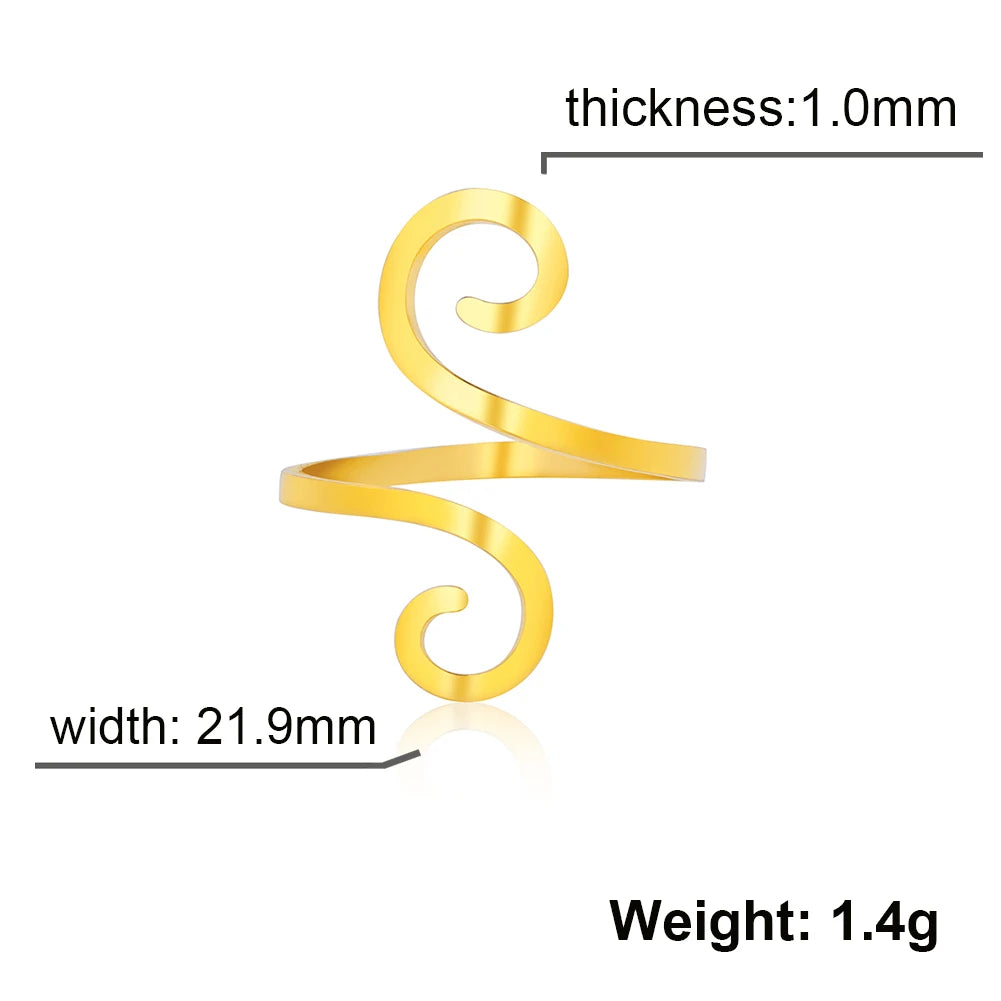 Women's Stainless Steel Large Spiral Adjustable Ring