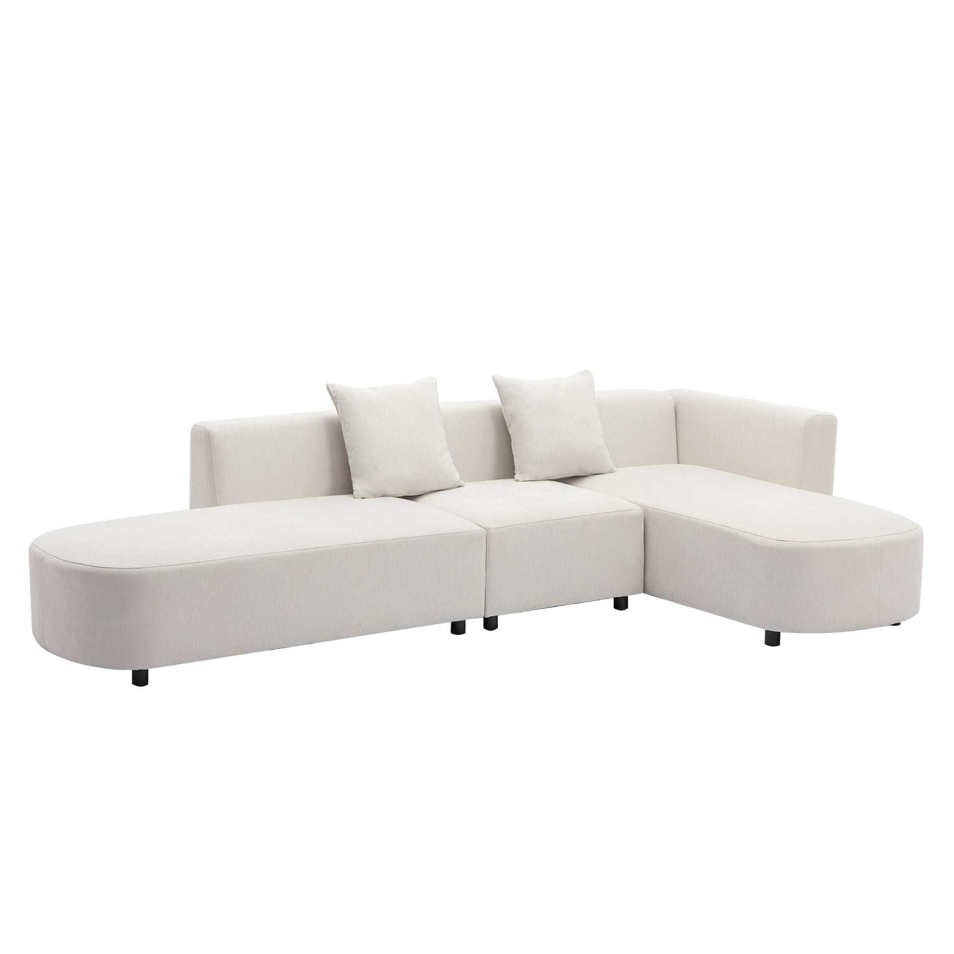 Luxury Modern Style Living Room White Chenille Upholstered Corner 4 Seater Sofa - 80d3e6-0e.myshopify.com - -  