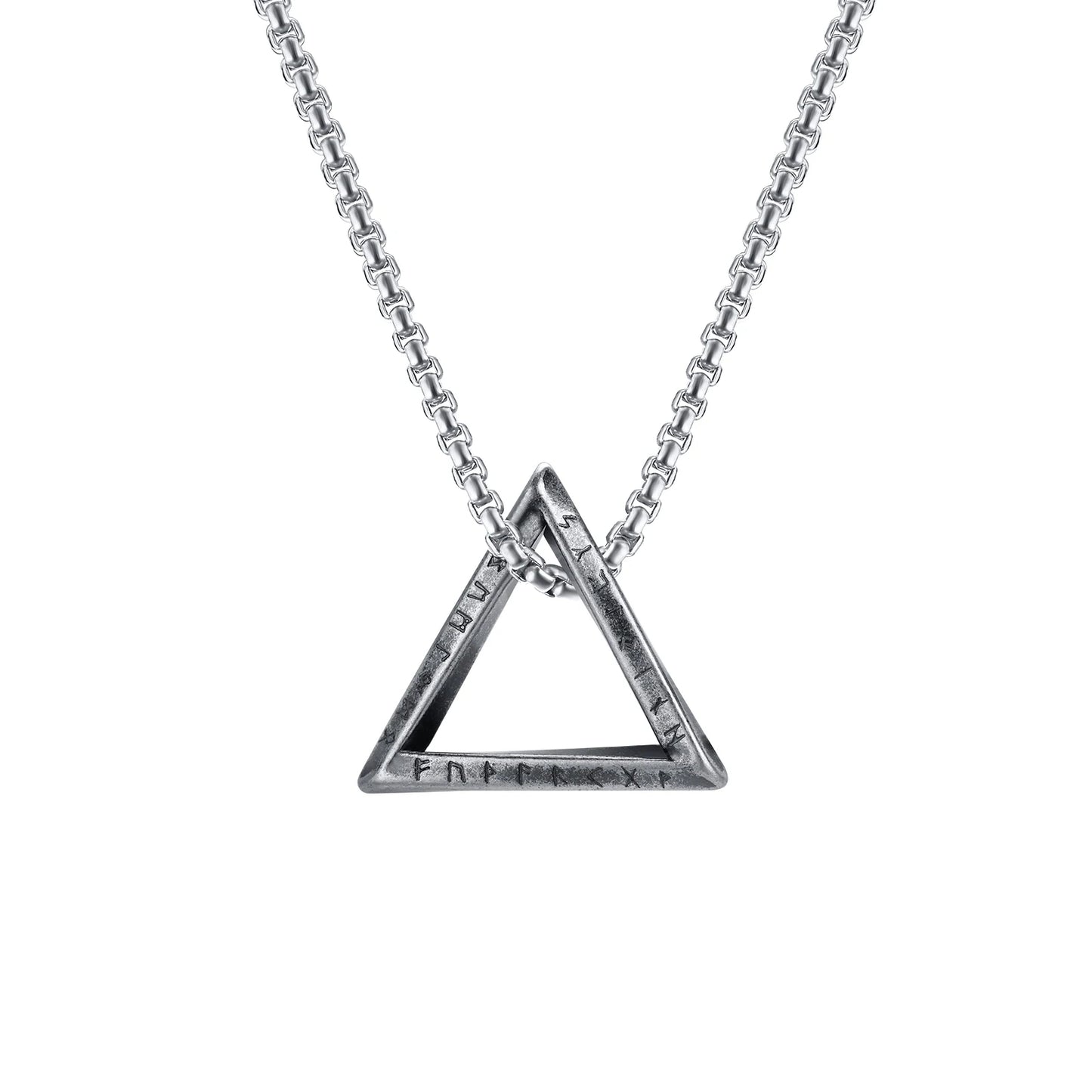 Men's Antique Twisted Norse Viking Triangle Pendant Necklace - Lovez Aqua© - 