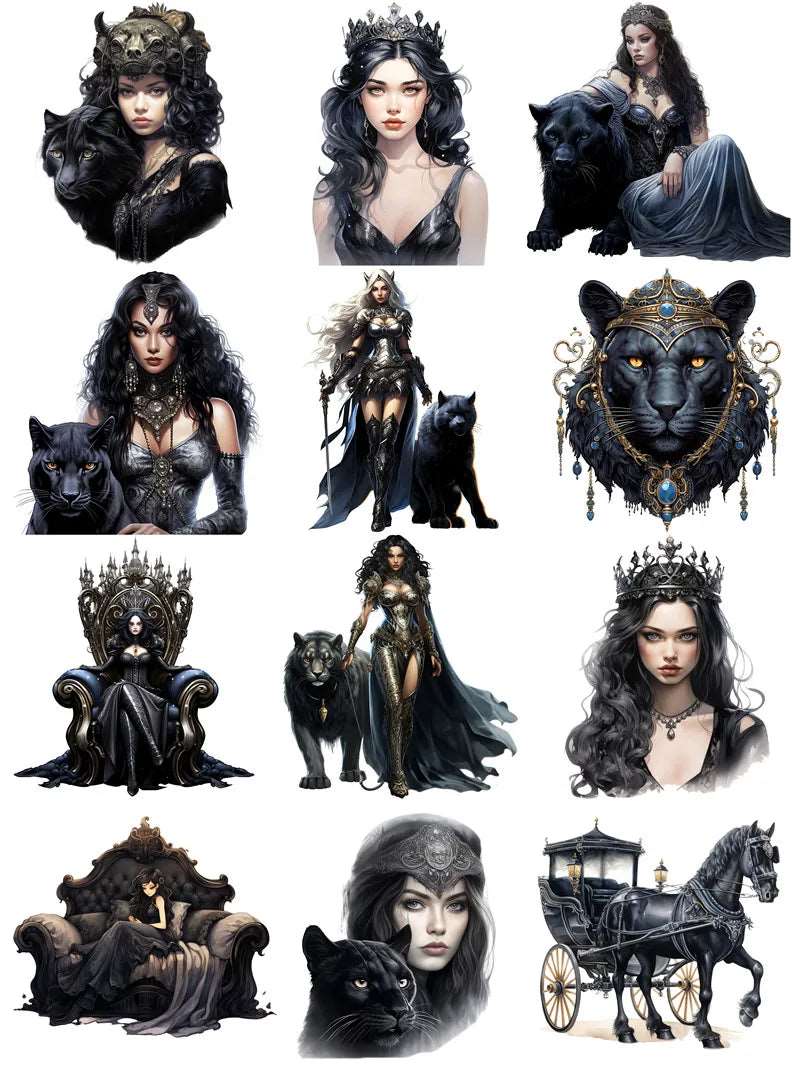 Gothic Queen & Black Powerful Feline Cats Decorative Stickers (12 Pieces) - 80d3e6-0e.myshopify.com - 3 -  3