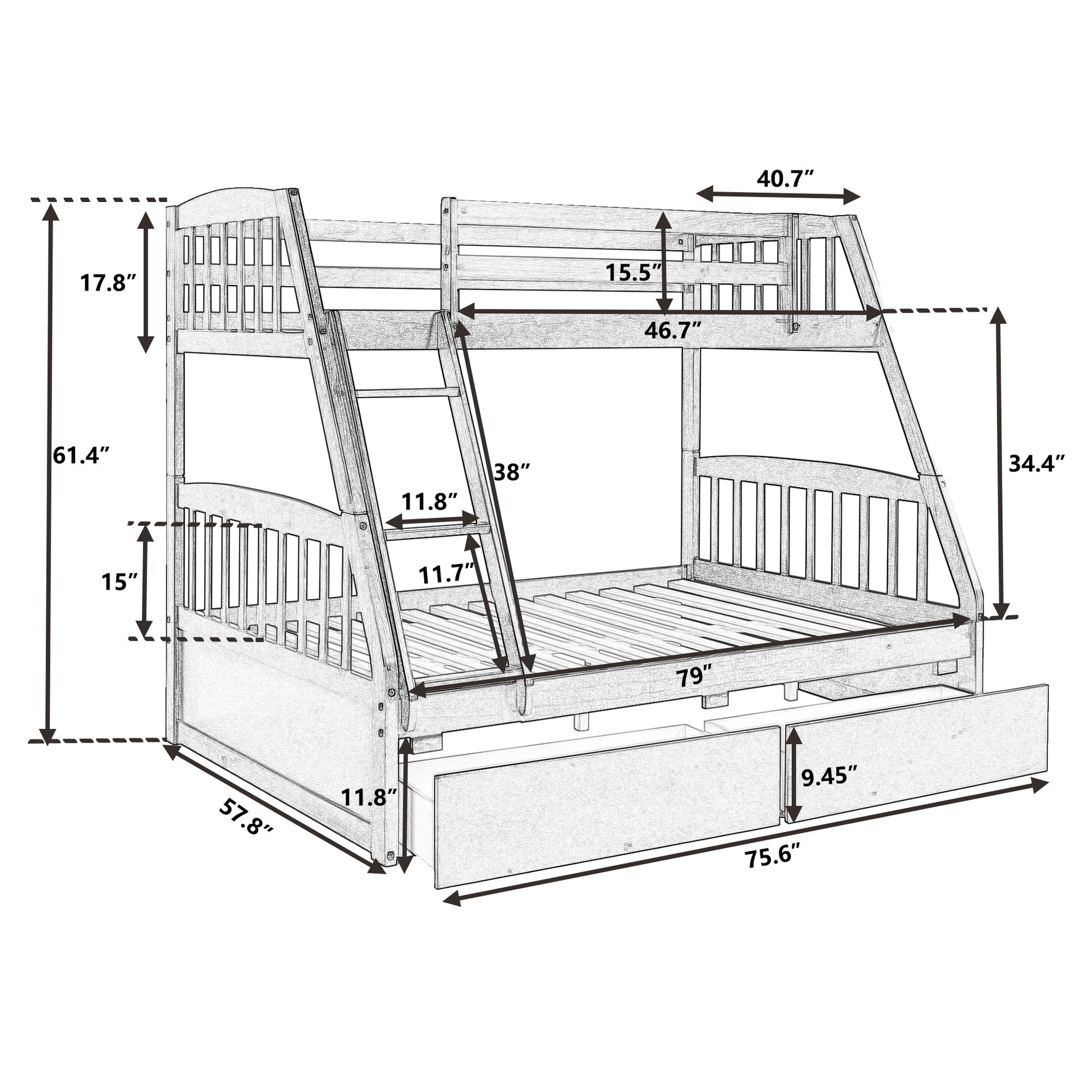 Espresso Pine Wood Twin Over Full Bunk Bed With Two Storage Drawers - 80d3e6-0e.myshopify.com - -  