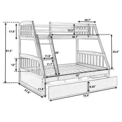 Espresso Pine Wood Twin Over Full Bunk Bed With Two Storage Drawers - 80d3e6-0e.myshopify.com - -  