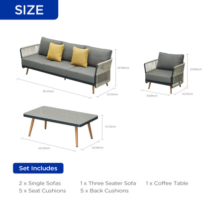 Gray 5-Seater Outdoor Conversation Sofa Set with Sintered Stone Coffee Table - 80d3e6-0e.myshopify.com - -  