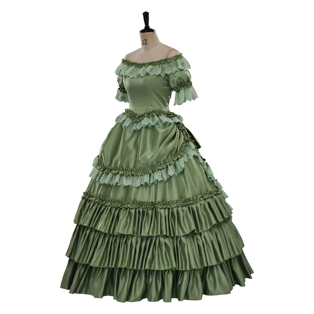 Katherine Pierce Vampire Diaries Cosplay French Rococo Colonial Green Ball Gown - Lovez Aqua© - 