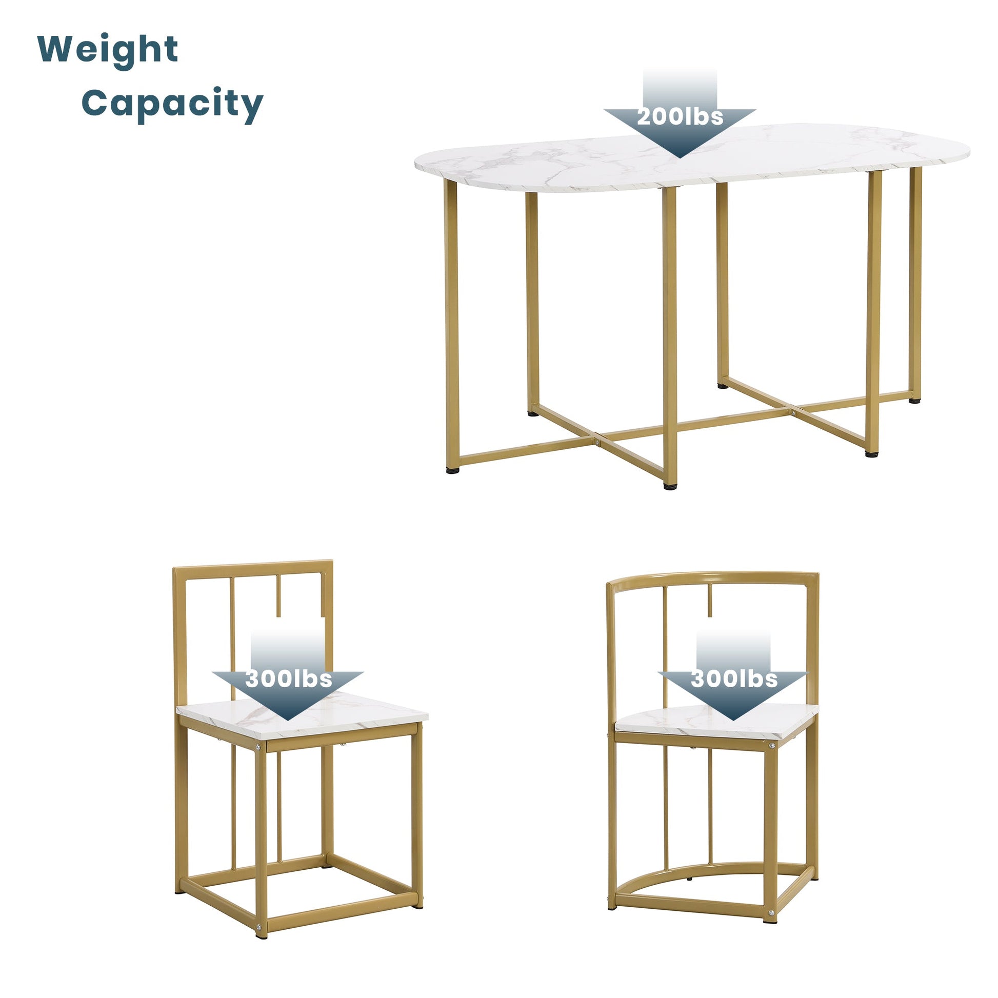 Modern 7-Piece Faux White Marble & Gold Compact Table & Chair Dining Set - 80d3e6-0e.myshopify.com - -  