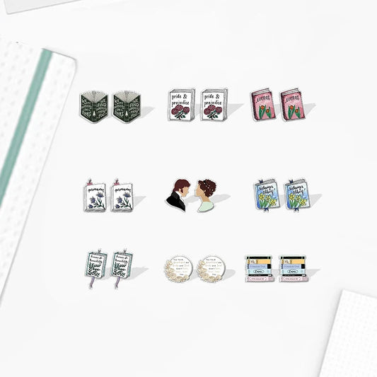 Jane Austen's Pride & Prejudice Acrylic Resin Stud Earrings - Lovez Aqua© - 