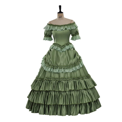 Katherine Pierce Vampire Diaries Cosplay French Rococo Colonial Green Ball Gown - Lovez Aqua© - 