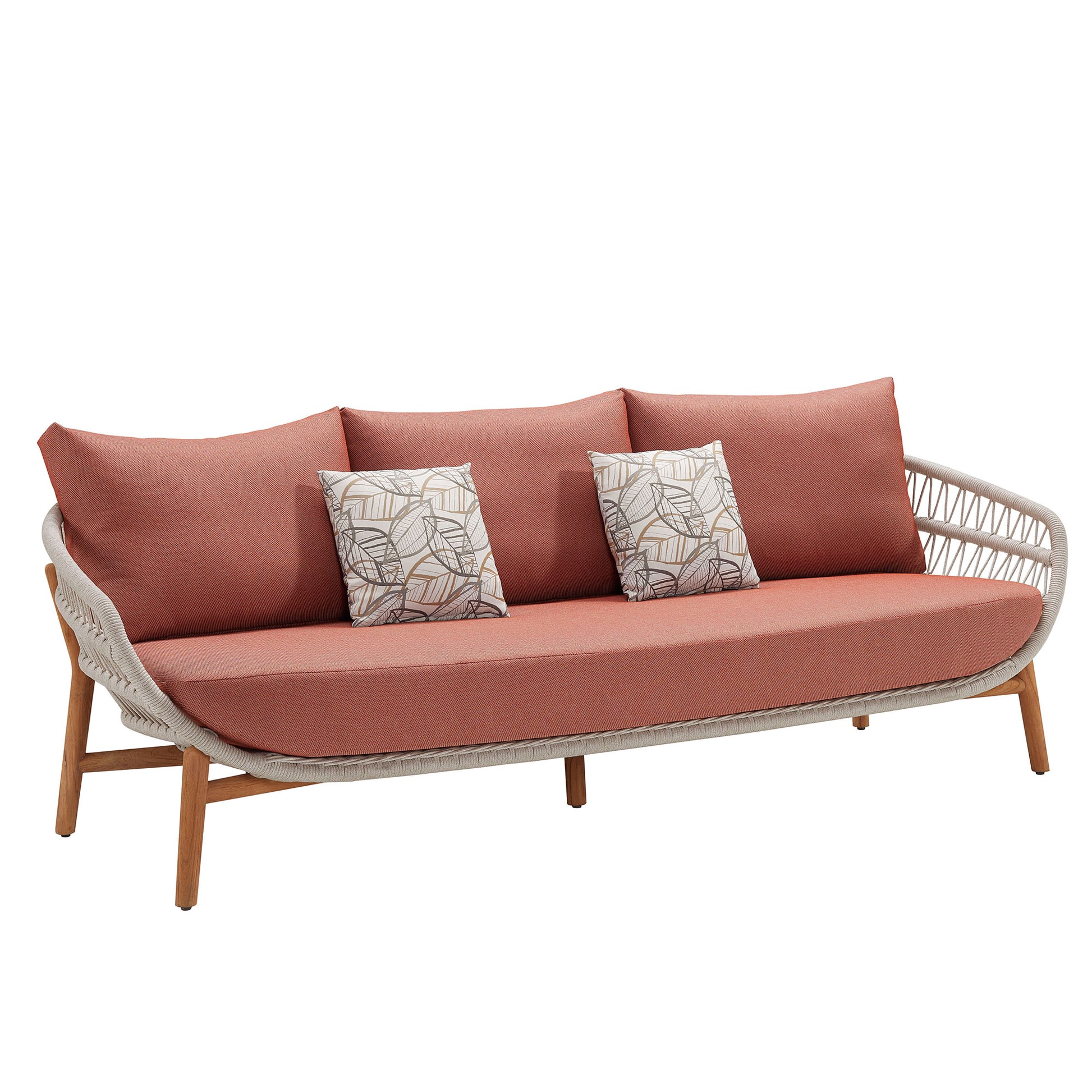 Rustic Bohemian Outdoor 5-Seater Conversation Pink Sofa & Coffee Table Set - HIGOLD - 