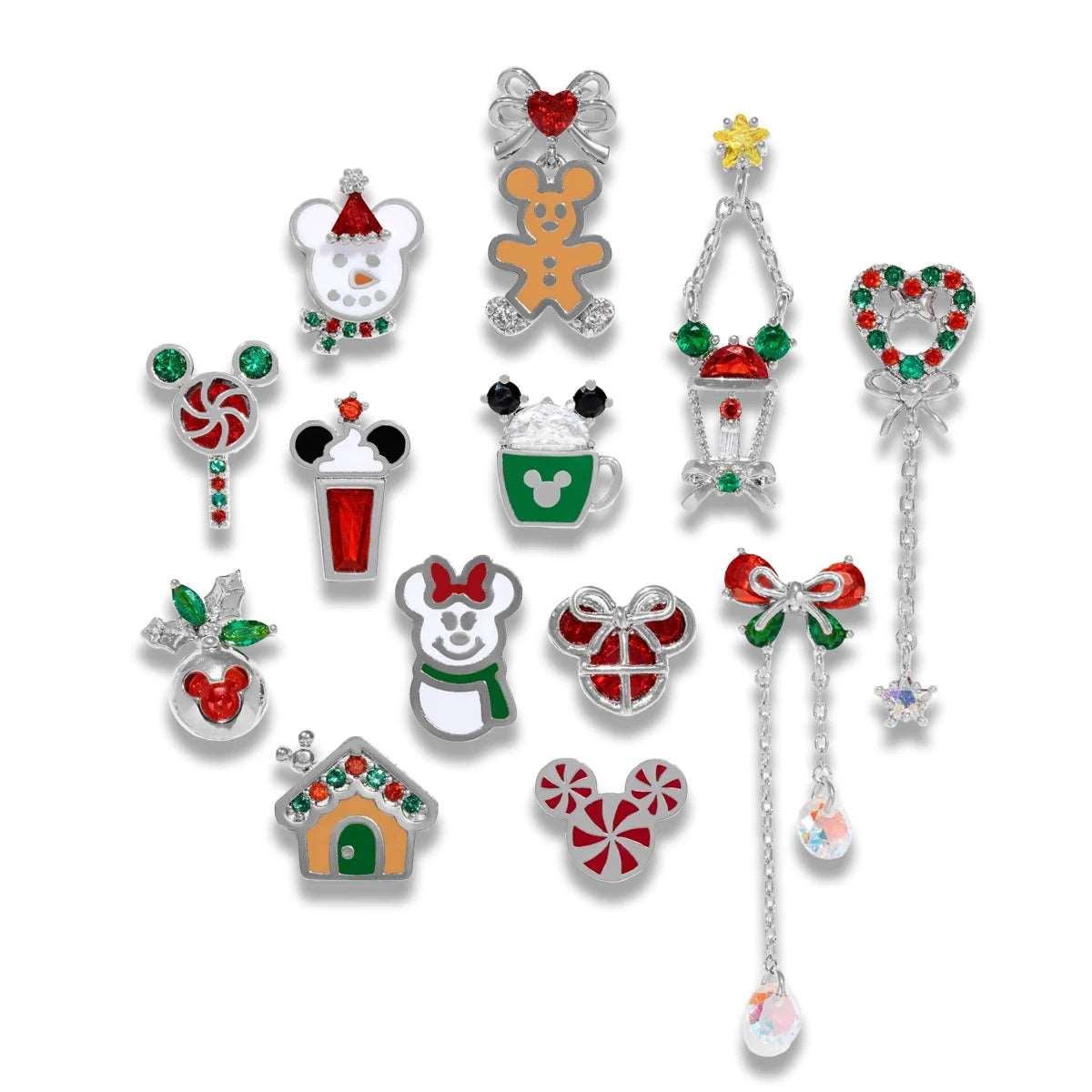 Disney's Festive Mickey Mouse Christmas Zircon Women's Stud & Dangle Earrings