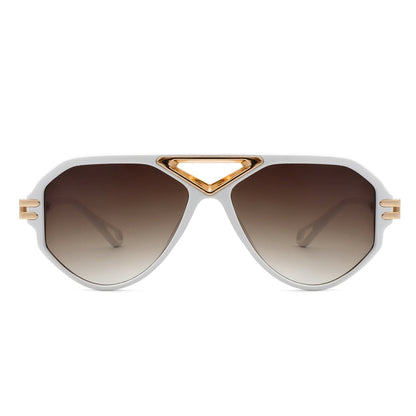 Men's Luxury Gold Geometric Retro Round Vintage Fashion Aviator Sunglasses