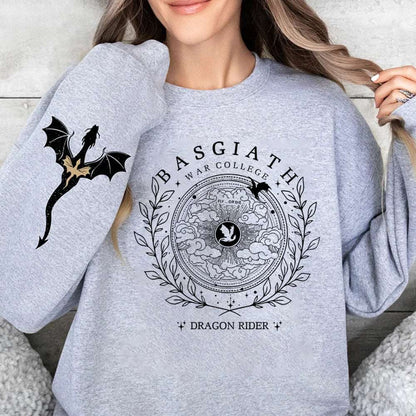 Basgiath War College Double-Side Fourth Wing Dragon Sleeve Women's Sweatshirt - Lovez Aqua© - jumper, violet, xaden