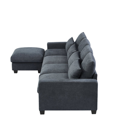 Modern Dark Gray Large L-Shape Feather Filled Sectional Convertible Sofa - Lovez Aqua© - 