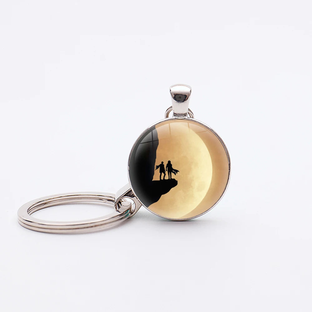 Dune Movie Silver Plated Glass Dome Desert Sand Pendant Keychain