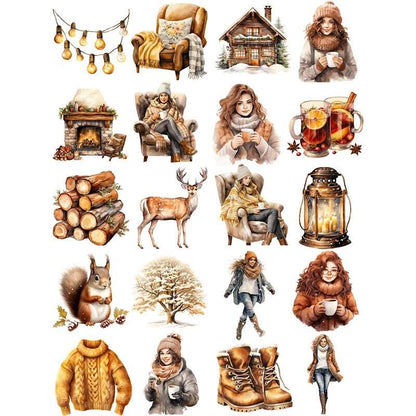 Warm Autumn Winter Cozy Cabin Woods Decorative Stickers (20 Pieces) - 80d3e6-0e.myshopify.com - Default Title -  Default Title