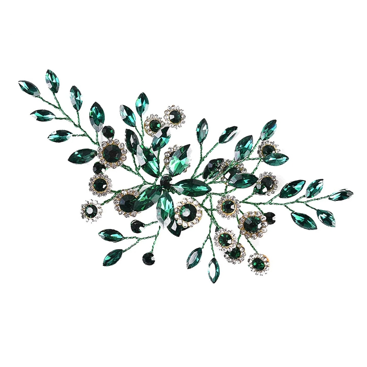 Delicate Women's Rhinestone Encrusted Hair Comb With Crystal Flowers - Lovez Aqua© - 