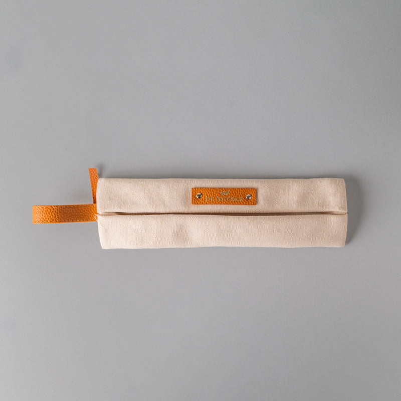 Compact Cream Cotton & Leather Toiletry Bag