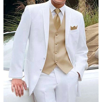 Men's Shiny Metallic Embroidered 3 Piece Suit Set (Jacket, Pants & Vest) - 80d3e6-0e.myshopify.com - White / XS -  White