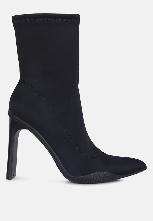 Women's Black Pointed High-Heeled Boots with Stiletto Heel