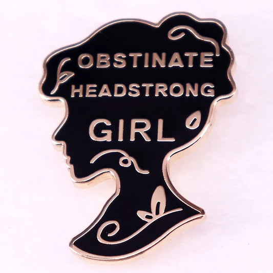 "Obstinate Headstrong Girl" Silhouette Jane Austen Pride & Prejudice Brooch - Lovez Aqua© - 